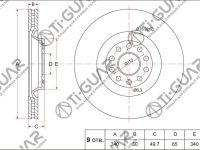 Диск тормозной TG-1K0615301AD/RN1554V*TI-GUAR